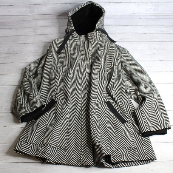 Details Intl Women's Winter Coat Plus Size 3X Wool Hooded Herringbone - Picture 1 of 9